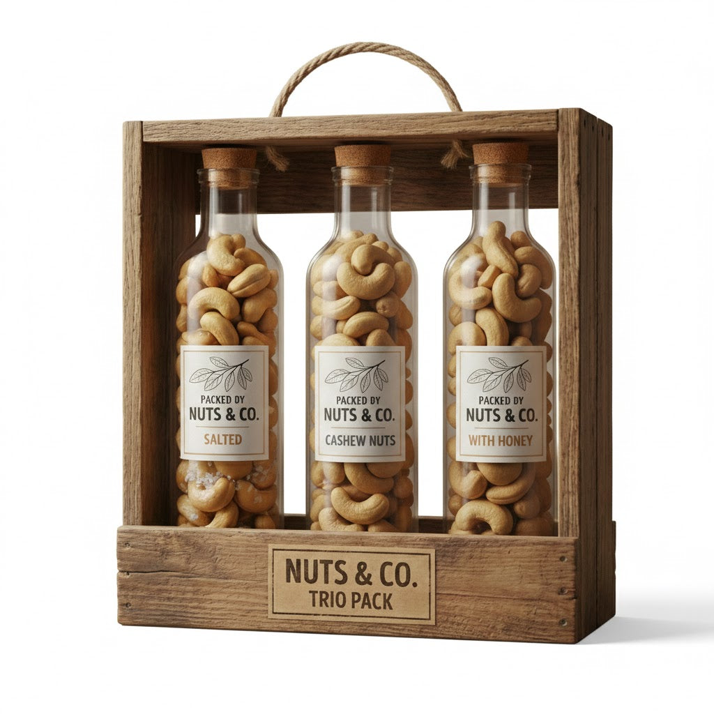 Crunchy Creamy Roasted Cashew Nuts - Tri-Pack