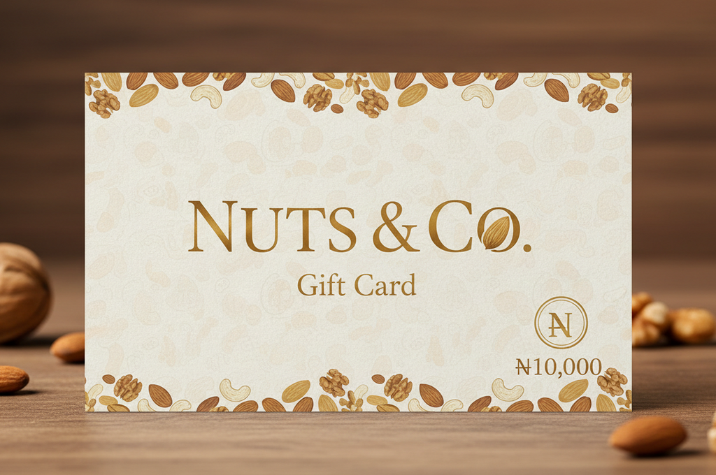 Nuts & Co. Gift Card. The Currency should be Naira N.