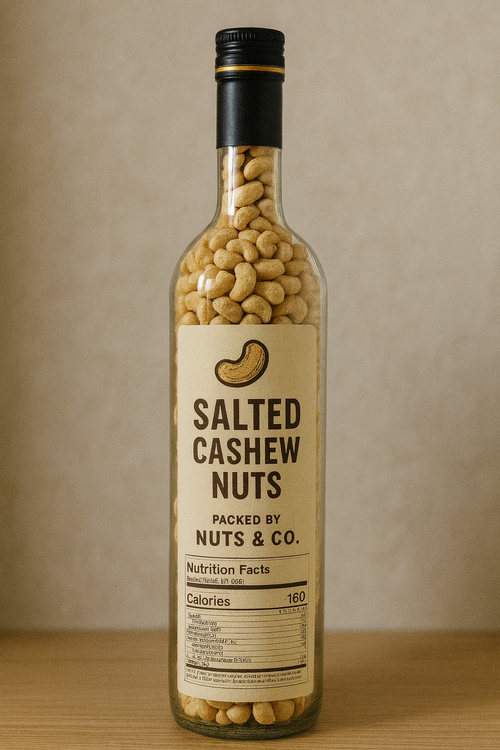 Crunchy Creamy Roasted Whole Cashew Nuts - Medium-sized bottle